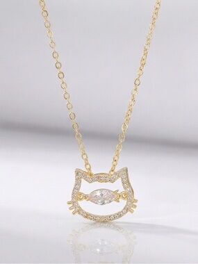 Cat Pendant Necklace | 14k Gold Plated CZ Stone Luxury Jewelry